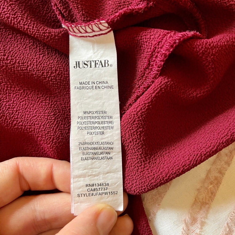 DONATED Just Fab Long Sleeve Maroon Crop Top 2x - Picture 3 of 3